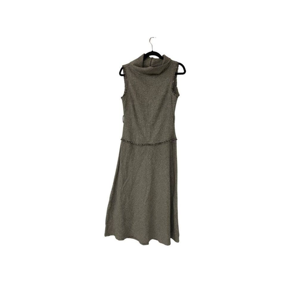 Zara Womens Midi Dress Small Sand Draped Collar Raw Edges Zip Back 8748/516 NWD